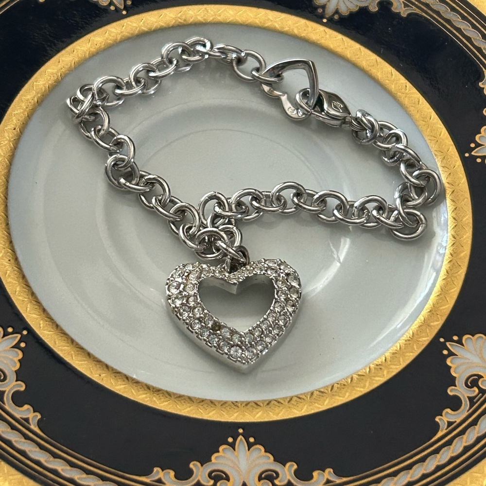 Silver Rhinestone Heart Bracelet - Picture 2 of 4